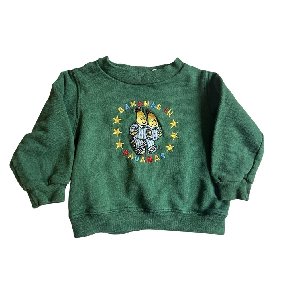 Vintage Bananas In Pajamas Sweatshirt Toddler 2T Green 90s Mighty Characters